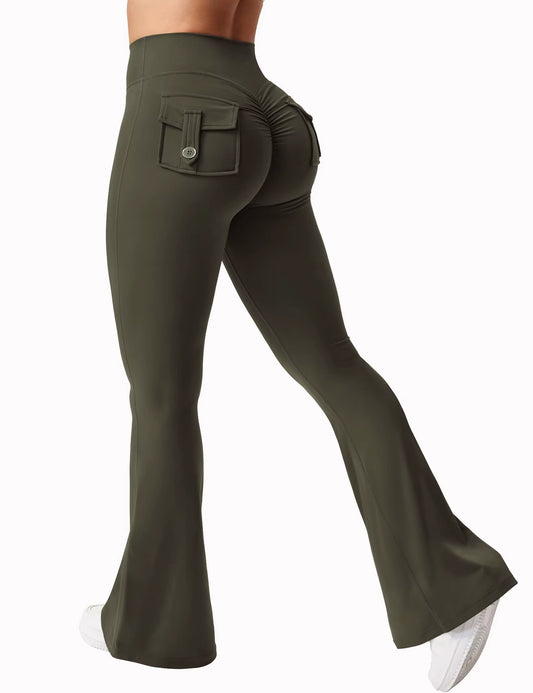 2024 Newest Women Wide Leg High Stretch Yoga Leggings Naked Feeling Compression Fitness Workwear with Pockets Yoga Pant 