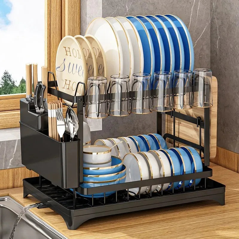 New Dish Storage Rack Kitchen Multifunctional Shelf Household Dish and Chopsticks Storage Rack Countertop Dish Drain Rack