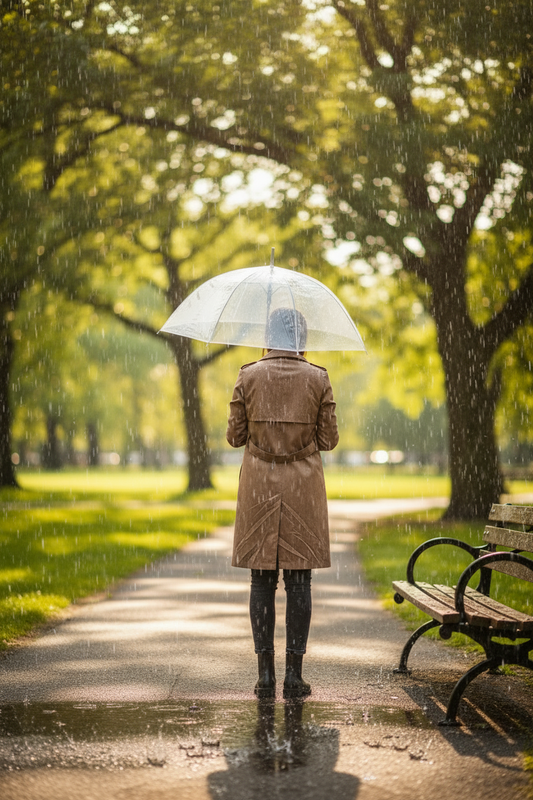 Woman wearing rain boots in a puddle